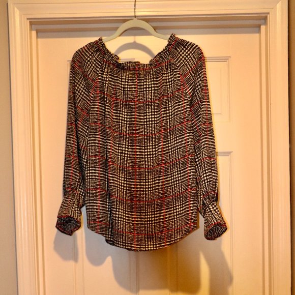 Talbots Plaid On/Off the Shoulder Blouse - Picture 5 of 9